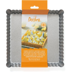 Stampo crostata quadrata Decora con fondo mobile in acciaio antiaderente 21x21xh3,5 cm