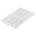 Truffle Eclair 75 Silikomart; stampo silicone bianco per 8 strisce Eclair 130x31 e h 28 mm con cutter