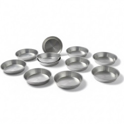 Set 10 formine lisce in alluminio stampi tartelletta o mini pastiera ø8xh2 cm