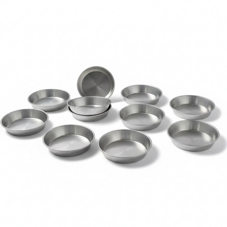 Set 10 formine lisce in alluminio stampi tartelletta o mini pastiera ø8xh2 cm Set 10 formine lisce in alluminio stampi tartelletta o mini pastiera ø8xh2 cm