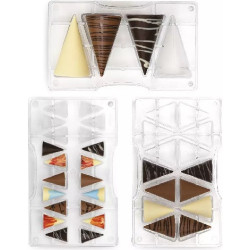 Set 3 Stampi cioccolato Coni 3D in policarbonato da Decora