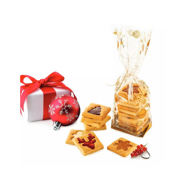 Kit Voila' Cookie Winter Holiday Silikomart stampo T-Plus+ puzzle forme biscotti natalizi 24x15xh2 cm e 10 sacchetti regalo