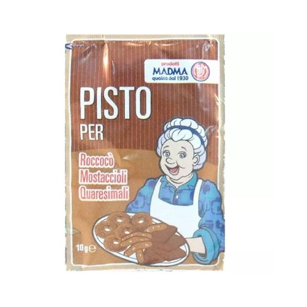 Pisto per roccocò e mustaccioli e quaresimali in polvere, confezionato in bustine da 10 g da Madma