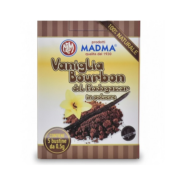 5 Bustine di Vaniglia Bourbon del Madagascar in polvere da 0,5 g da Madma