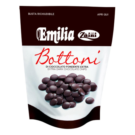 Bottoni di Cioccolato Emilia extra fondente al 50 % in busta da 200 g da Zaini