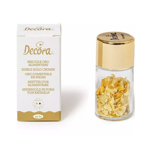 Oro alimentare in briciole Decora: confezione da 0,125 g di oro alimentare da 23 carati
