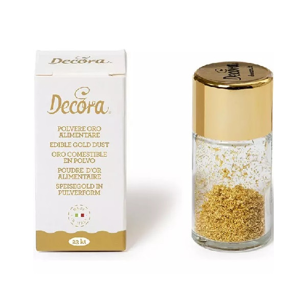 Oro alimentare in polvere Decora: confezione da 0,125 g di oro alimentare da 23 carati