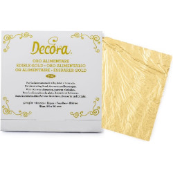 Confezione da 5 dogli di oro alimentare, da 23 carati, di dimensioni da 86 x 86 mm da Decora