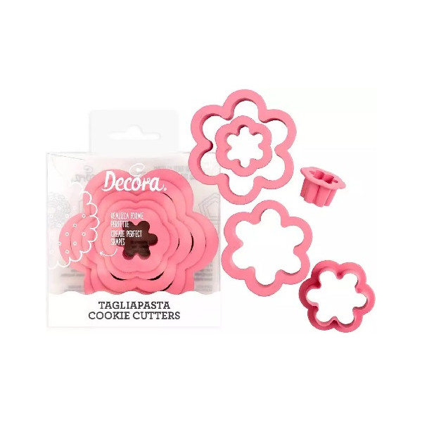 Set 6 Cutter Tagliabiscotti fiore in plastica per alimenti da 1,5 cm a 8 cm da Decora