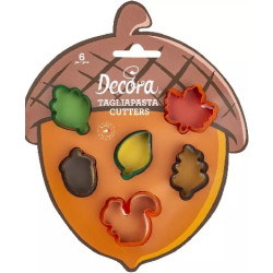 6 Mini Taglia-biscotti foglie autunnali miste in plastica da Decora