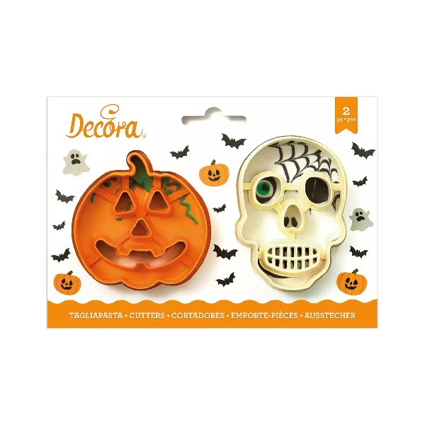 Set 2 Tagliapasta 1 Zucca e 1 Teschio in plastica da Decora