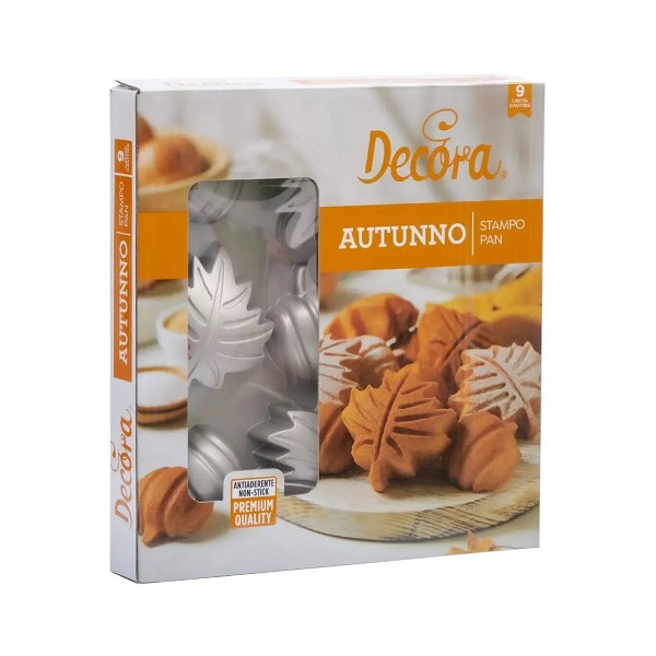 Stampo antiaderente autunno foglie e zucche in acciaio antiaderente da Decora