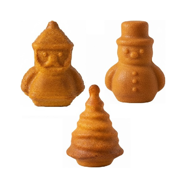 Set 3 stampi natalizi 3D antiaderenti: pupazzo di neve, albero di natale e babbo natale da Decora