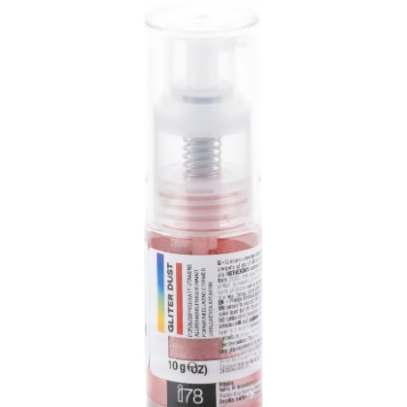 Glitter Dust Red 10 g, della linea i78 Silikomart: colorante in polvere spray color rosso glitterato perlescente