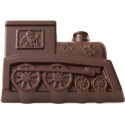 Stampo in Policarbonato per Tavolette di Cioccolato Natalizie - Locomotiva con Babbo Natale, 80 g, 6 Cavità Professionali