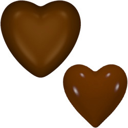3,2 o 4,6 cm Stampo policarbonato per 18 cuori di cioccolato da 9 g o 15 cuori da 33 g