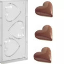 Stampo policarbonato 3 cuori grandi di cioccolato 10x8,5 cm 100 g
