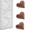 Stampo policarbonato 3 cuori grandi di cioccolato 10x8,5 cm 100 g
