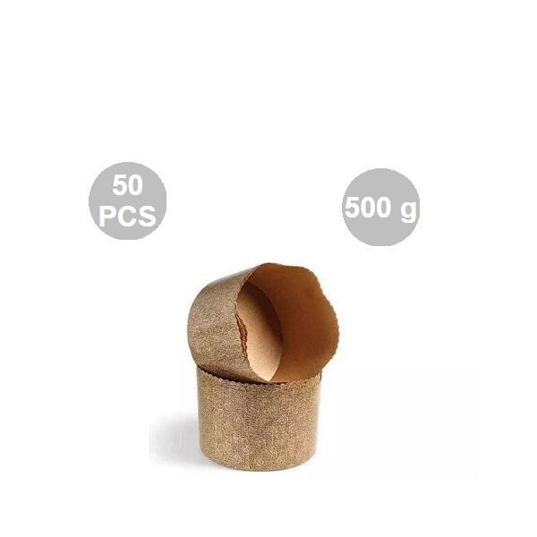Stampi Panettone Alto in Carta Professionale 500g (50 Pezzi) - Set Pirottini Canasta Uso Alimentare