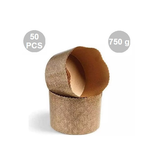 Stampi Panettone Alto in Carta Professionale 750g (50 Pezzi) - Set Pirottini Canasta Uso Alimentare