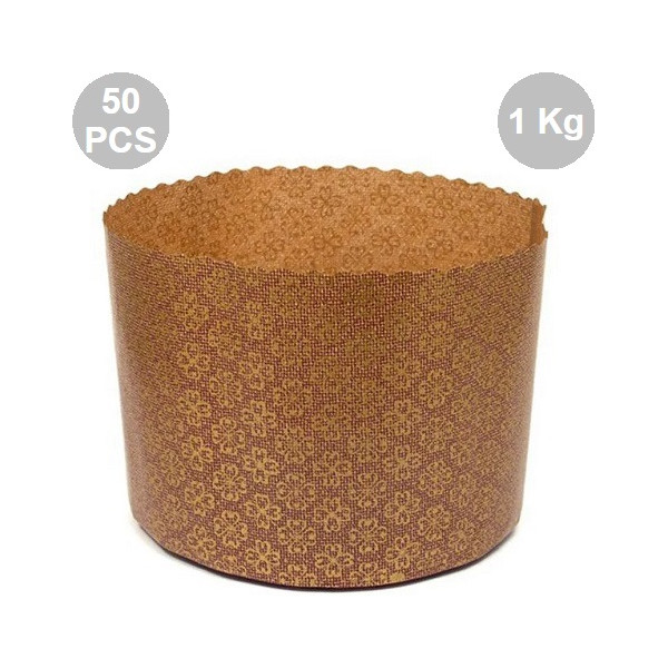 Stampi Panettone Alto in Carta Professionale 1Kg (50 Pezzi) - Set Pirottini Canasta Uso Alimentare