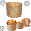 Stampi Panettone Alto in Carta Professionale 1Kg (50 Pezzi) - Set Pirottini Canasta Uso Alimentare