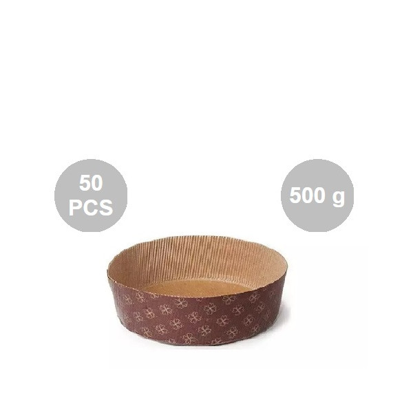 Stampi Panettone Basso in Carta Professionale 500g (50 Pezzi) - Set Pirottini Canasta Uso Alimentare