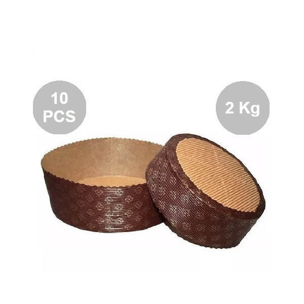 Stampi Panettone Basso in Carta Professionale 2Kg (10 Pezzi) - Set Pirottini Canasta Uso Alimentare