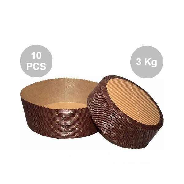 Stampi Panettone Basso in Carta Professionale 3Kg (10 Pezzi) – Set Pirottini Canasta Uso Alimentare