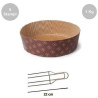 Kit Panettone Basso 1Kg: 5 Stampi in Carta Professionale + Spillone Raffreddamento DECORA Inox 4 punte 22 cm