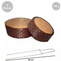 Kit Panettone Basso 750g: 5 Stampi in Carta Professionale + Spillone Raffreddamento DECORA Inox 62 cm