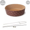 Kit Panettone Basso 3Kg: 2 Stampi in Carta Professionale + Spillone Raffreddamento DECORA in Acciaio Inox 52 cm