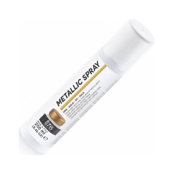 Metallic Spray Gold 250 ml Silikomart i78 | Colorante Alimentare Effetto Metallizzato per Torte e Mousse Congelate