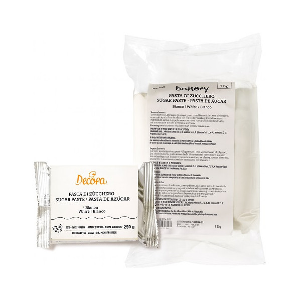 Pasta di zucchero Bianca Decora (250 g / 1 Kg) - Pronta all’Uso per Cake Design, Coperture e Modellaggio