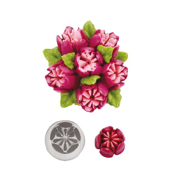 Beccuccio Cornetto Decora N. 241 - Tulipano | Acciaio Inox | Decorazioni Fiori 3D Diretti