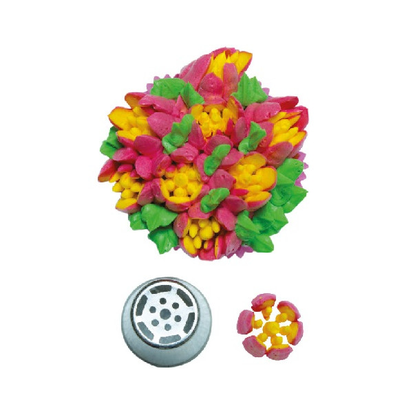 Beccuccio Cornetto Decora N. 244 - Tulipano a 6 Petali | Acciaio Inox | Decorazioni Fiori 3D Diretti