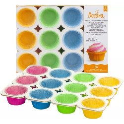 Teglie Cuoci e Servi Muffin Decora (3 pezzi) - Placca in carta Forno per 12 Pirottini Multicolore ø5xh4 cm