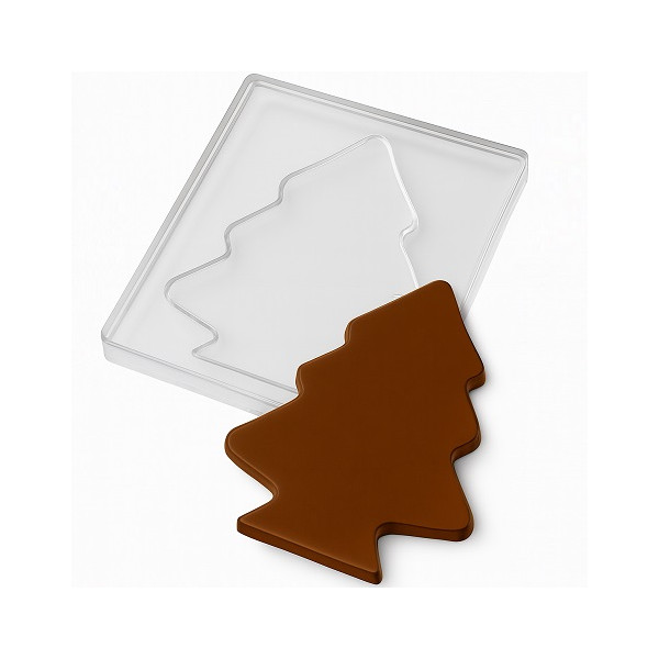 Stampo Tavoletta Cioccolato Albero di Natale – Policarbonato Professionale, Abete Piatto 265 g (205×135×13 mm)