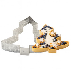 Sagoma Microforata Albero di Natale Decora – Fascia in Acciaio Inox per Crostate Natalizie, 24×24×H3,5 cm