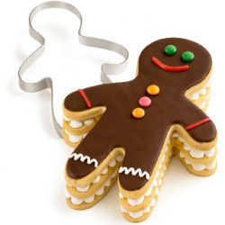 Sagoma Bimbo Decora – Fascia in Acciaio Inox per Torta Omino Natalizio, 21×28×H4,5 cm