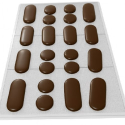 Stampo Cioccolatini Lenti o Lingue di Gatto con Fondo Grecato – Policarbonato Professionale a Colatura Libera