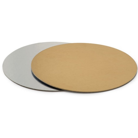 Dischi Sottotorta Sottili Accoppiati Oro/Argento Decora – Spessore 0,1 cm, Doppia Faccia, Formati Ø13–34 cm (100 pz)