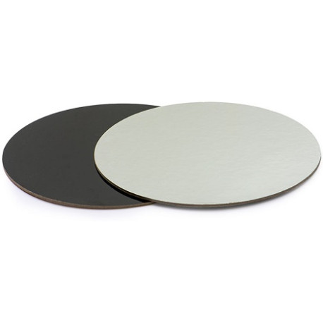 Disco Sottotorta Sottile Accoppiato Nero/Argento Decora – Spessore 0,3 cm, Doppia Faccia, Formati Ø24–32 cm