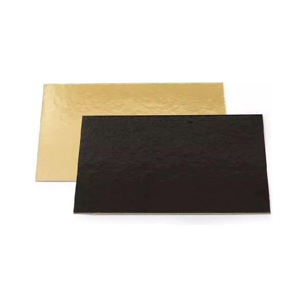 Sottotorta Rettangolare Sottile Oro/Nero Decora – Spessore 0,3 cm, Doppia Faccia, Formato 20×30 cm
