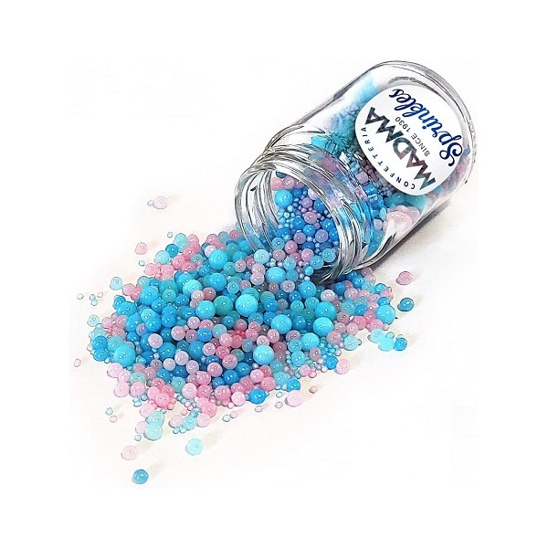 Sprinkles Mix Gender Reveal Madma 90 g – Decorazioni di Zucchero a Tema con Sferici Blu, Rosa e Celeste