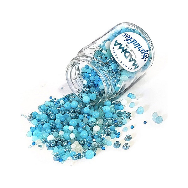 Sprinkles Mix Blue Shades Madma 90 g – Decorazioni di Zucchero Blu, Celeste e Azzurro per Dolci e Biscotti