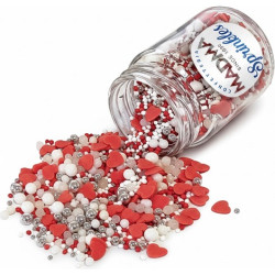 Sprinkles Mix Sweet Heart Madma 90 g – Decorazioni di Zucchero con Cuori Rossi e Sfere per Dolci e Biscotti