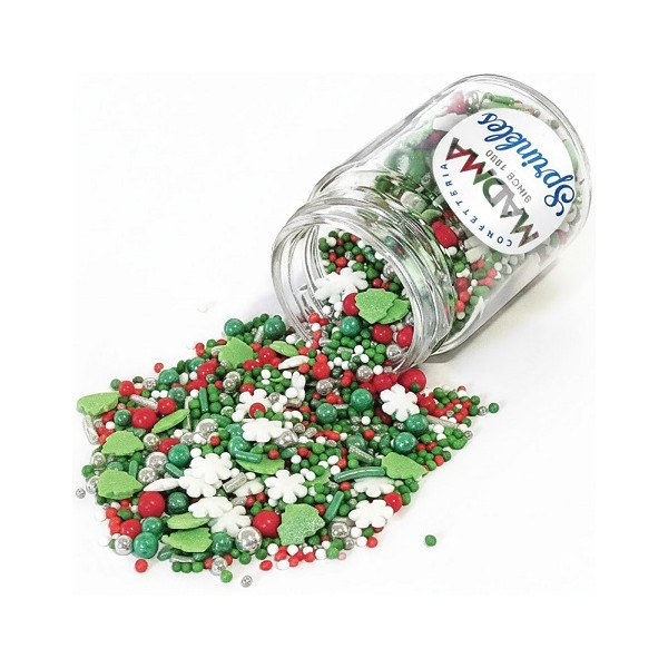 Sprinkles Mix "Merry Christmas" Madma 90 g – Decorazioni di Zucchero Natalizie, Alberelli e Stelle per Dolci e Biscotti