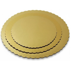 Piatto Ala in Cartoncino Oro – Disco Sottotorta Sottile Doppia Faccia Ø26 / 34 cm – Spessore 0,15 cm