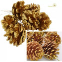 Pigne Finte Dorate su Rametti Ø4 cm – Mazzettino da 6 Addobbi e Decorazioni